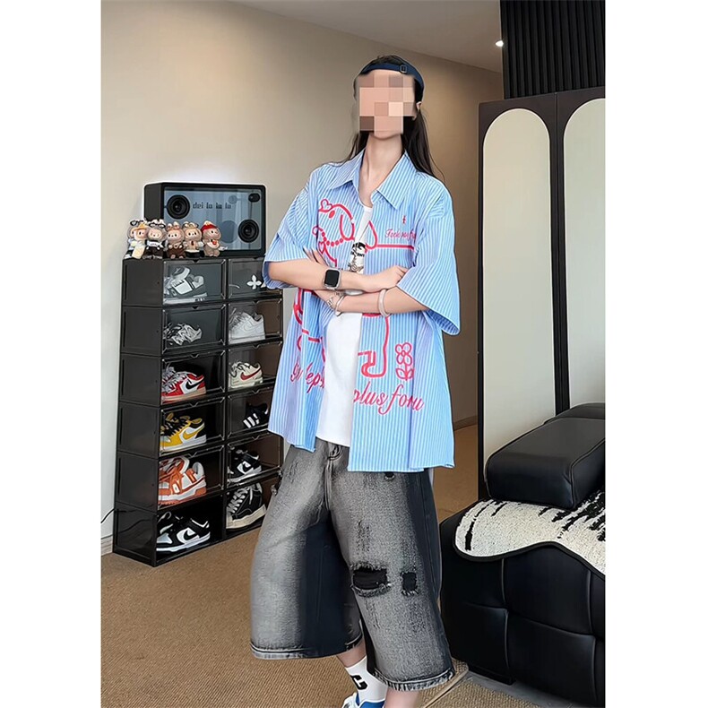 腊肠狗条纹短袖衬衫男xh138-特p45,男装T恤,电商B367