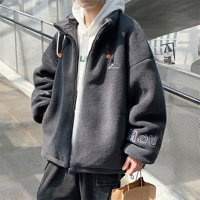 中性风立领羊羔绒棉服冬季港风加厚棉衣男女同款M8866-P100,男装棉衣,星座717