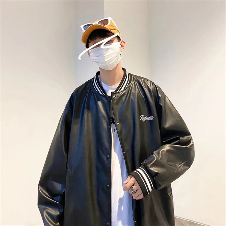 美式PU皮棒球服外套男春秋季ins宽松休闲百搭夹克CW2327-P58,男装夹克,星座512-2