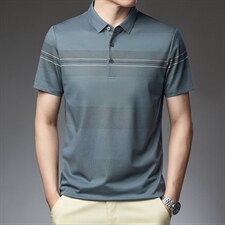 短袖T恤中年男装2023夏季新款潮流翻领男士上衣宽松休闲百搭上衣图片