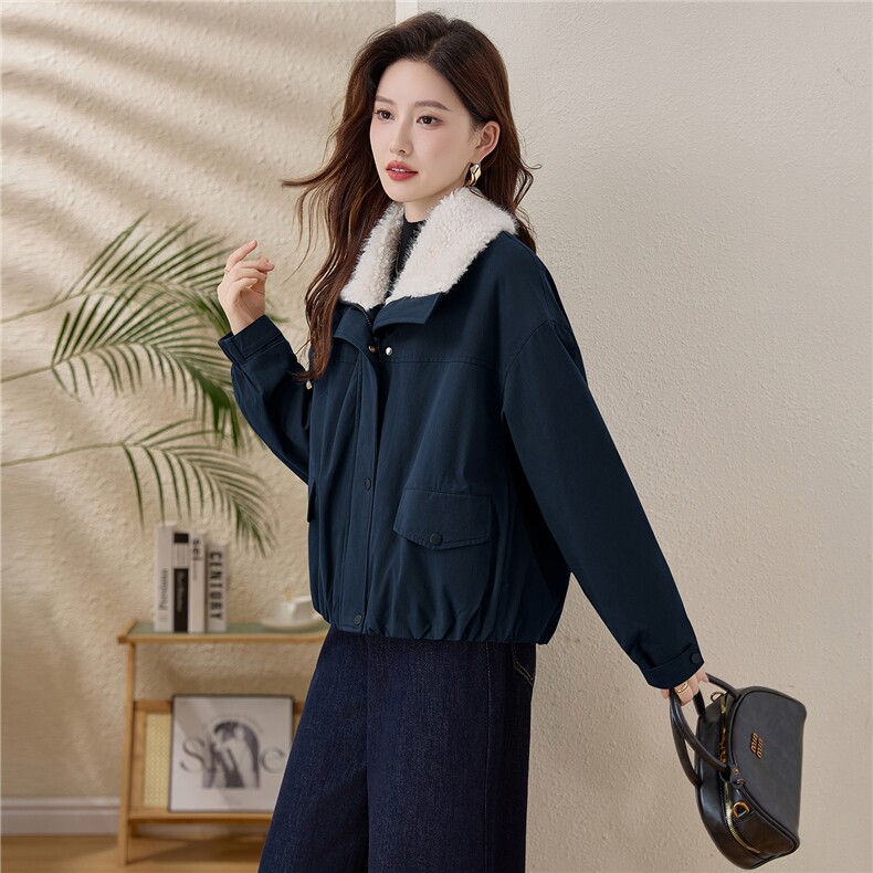 毛绒娃娃领短款棉服女2025冬季新款加厚保暖外套洋气减龄宽松棉衣,女装棉衣/棉服,涵誉