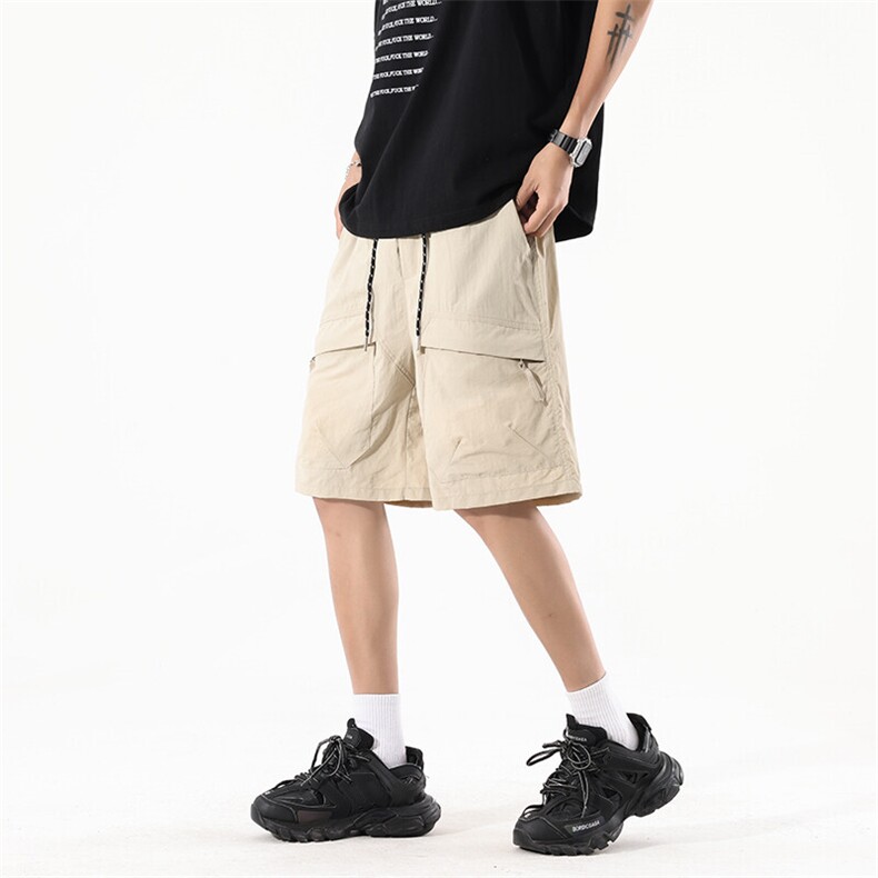 夏季冰丝质感工装抽绳设计宽松休闲透气时尚短裤DK83116P-30,男装牛仔裤,电商A128