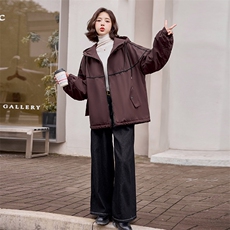 现货2024冬装新款时尚简约气质宽松休闲撞色女装外套派克服，女装短外套，依万里