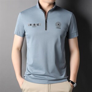 QLM22865男式2023年夏季新款T恤衫男短袖立领休闲polo体恤P63图片