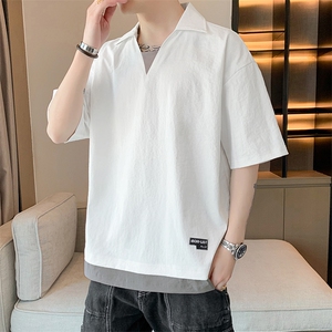 冰氧仿棉短袖店主风体恤休闲百搭纯色POLO衫男上衣TC3143-P35图片