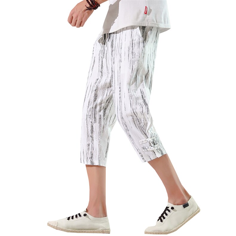 新款中国风男士盘扣棉麻七分裤薄款宽松休闲裤夏A158-D,男装休闲裤,星座310B-3