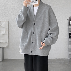 8XL-M春季开衫V领卫衣男港风日系慵懒风痞帅长袖上衣服外套KS001，男装卫衣，电商B312
