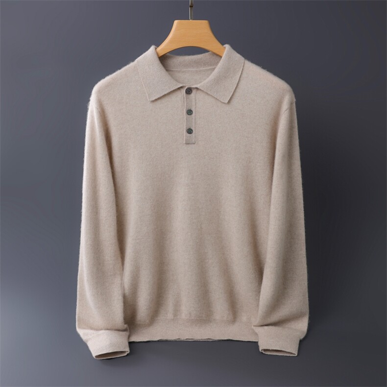 秋冬季新款舒适时尚百搭12针Polo领男士羊绒衫，男装羊绒套衫，伊绒腾羊绒