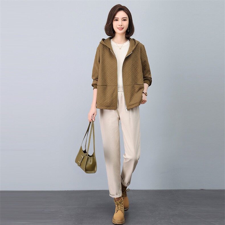 时尚休闲套装女秋装新款宽松显瘦长袖外套+高腰直筒裤两件套,女装套装/套裙,悦见她