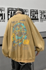 水洗做旧加绒加厚卫衣男23冬高领笑脸印花打底衫XZ514-2-X56-P78，男装T恤，星座514-2(原B239)
