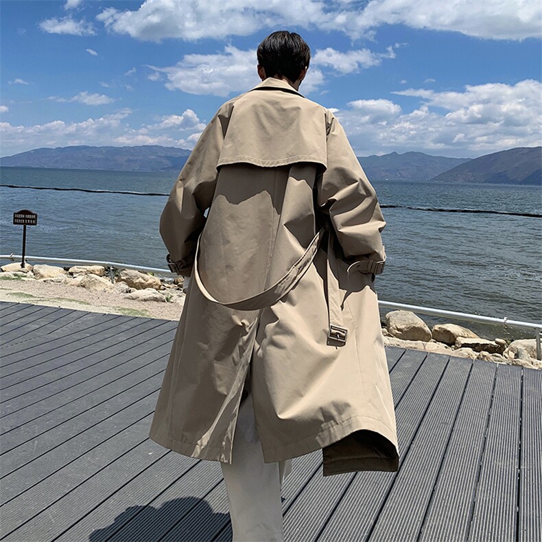 特批90无差价秋新休闲宽松中长款高级感风衣男潮时尚潮牌外套J541图片