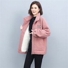 2024冬季新款休闲羊羔绒外套保暖舒适毛外套，女装毛呢外套，独衣靓