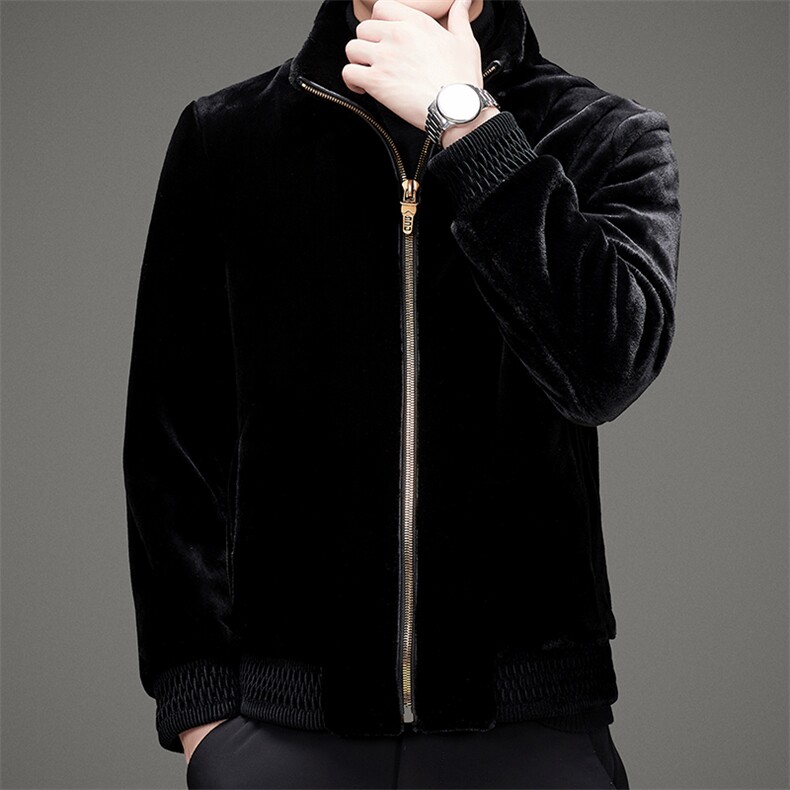 男士2023冬季新款休闲立领外套金貂绒夹克宽松保暖MSNAGM661-P225,男装夹克,电商B212（原钱塘6029）