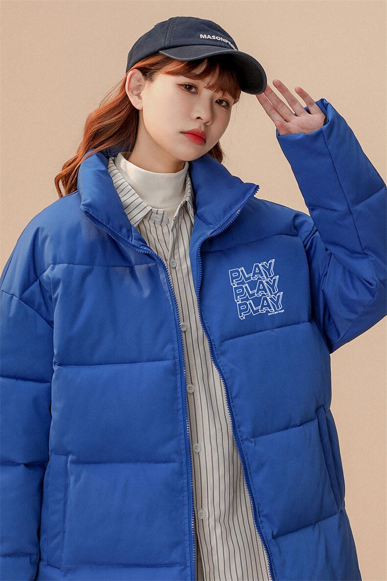 中性22冬季简约字母印花面包服立领加绒加厚棉服外套MY51P65控99,男装棉衣,A247A