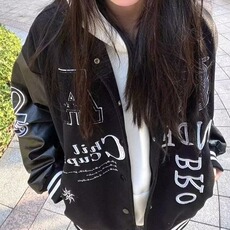 A202-P65美式高街拼接字母刺绣夹克棒球服男女春季新款潮牌，男装夹克，电商B323A