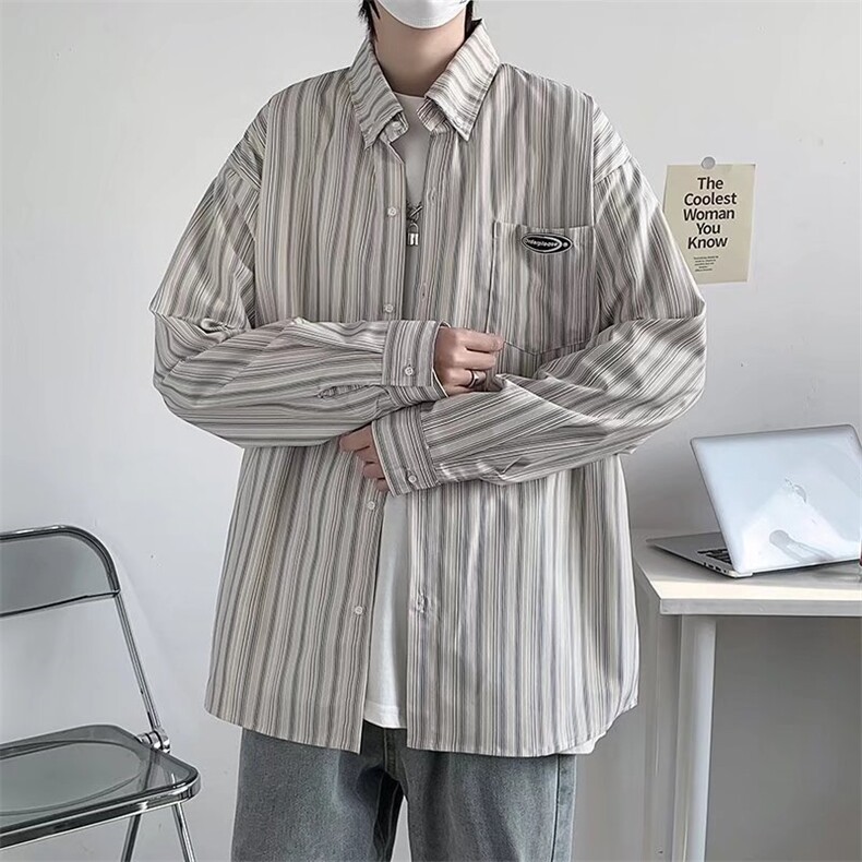 长袖衬衫春款男港风潮流C305P33图片