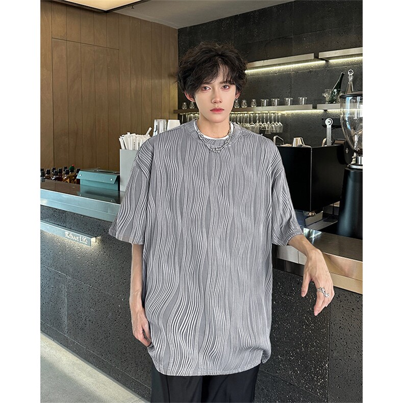 8XL-M特大码夏季短袖冰丝皱感透气T恤男潮垂感宽松半袖DX305P45,男装T恤,电商D206-1
