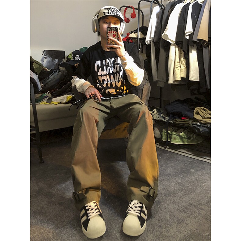 B221美式ins街头hiphop宽松休闲多口袋工装裤子LK23120-P65控88,男装休闲裤,电商B221