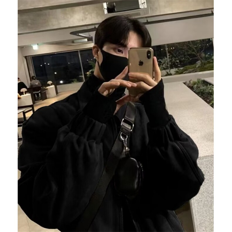 麂皮绒韩系秋冬外套男痞帅高街潮夹克冬季风格穿搭衣服 J7368图片