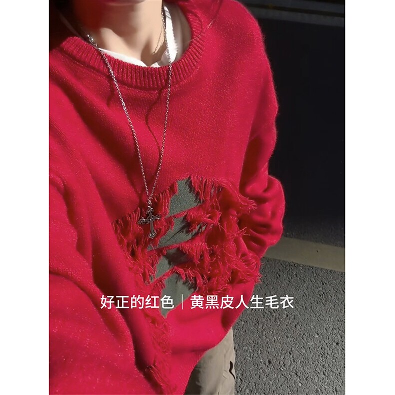 极简文艺范氛围感时髦上衣不规则工艺美感秋冬毛衣HY693TP55,男装针织衫/毛衣,电商A102B