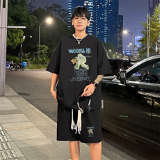 套装！华夫格套装短袖T恤短裤男TZ226-特P38，男装牛仔裤，电商B367