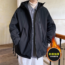 冬装潮牌连帽冲锋衣港风潮加厚棉衣外套青少年保暖男装JK2810P85，男装棉衣，电商A086