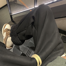 麂皮绒羊羔毛重磅加绒束脚卫裤M~5XLXZ604-KP87-P65控78，男装休闲裤，星座604
