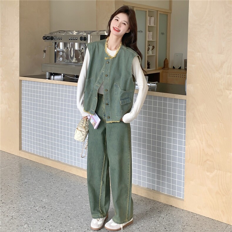 档口现货自制26春复古港风马甲阔腿裤套装2B153-2933-P190-K308,女装套装/套裙,2B153