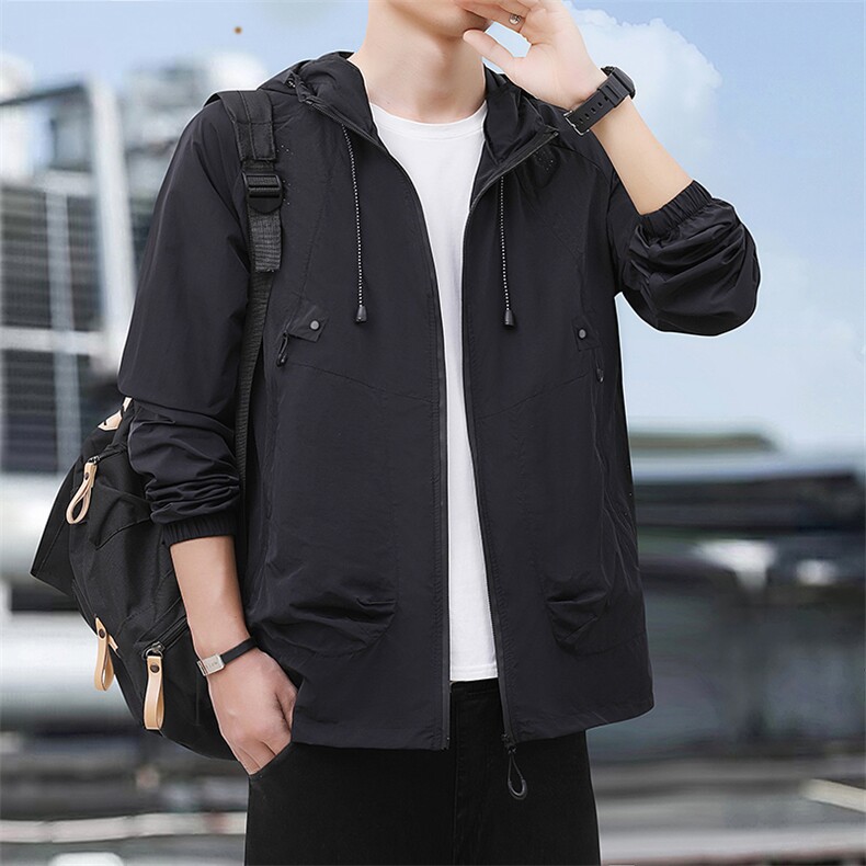 春夏季男士防晒衣连帽潮流休闲夹克外套皮肤衣潮流A266-FS002-P35，男装防晒衣，电商A266