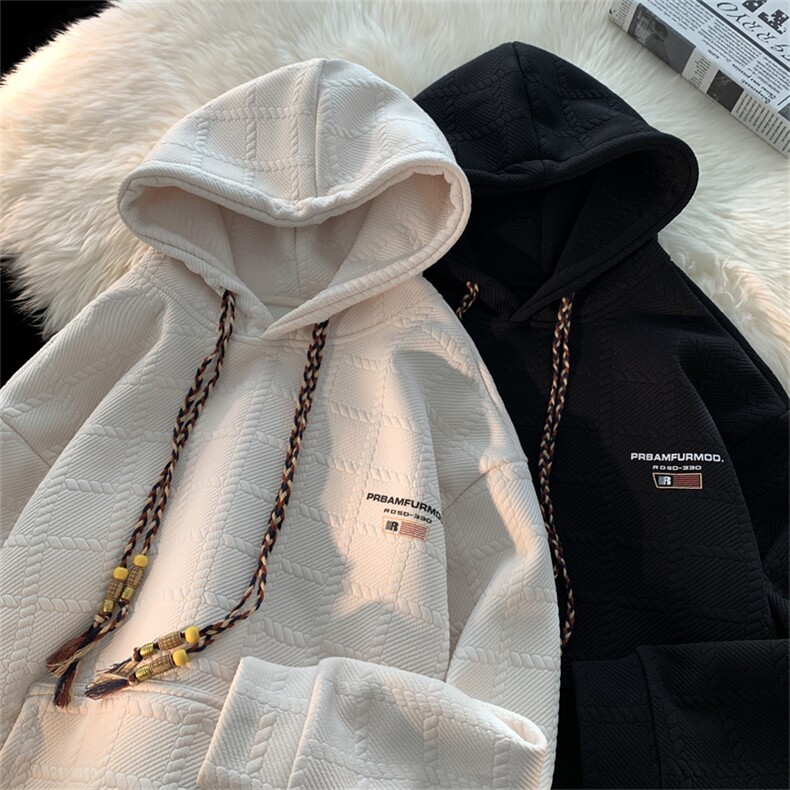 23秋冬加绒加厚连帽卫衣方格美式复古卫衣YT07P60加绒65,男装卫衣,星座712