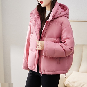 现货羽绒服女连帽新款短款小个子面包服时尚宽松休闲保暖轻暖外套图片