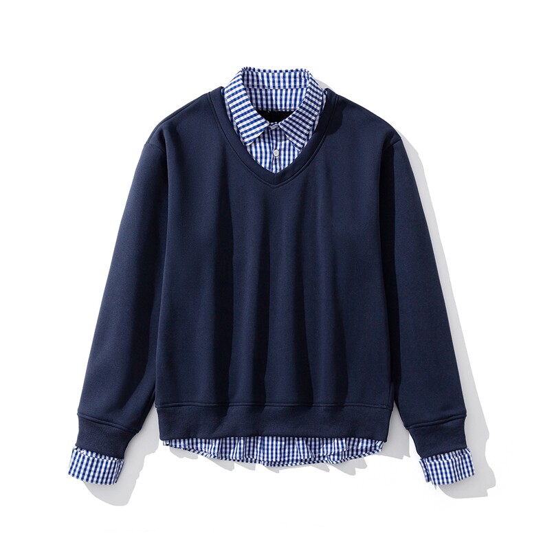 可二开假两件V领卫衣大码M-5XL;100%棉底部100%聚酯纤维78035P58，男装卫衣，星座227-7