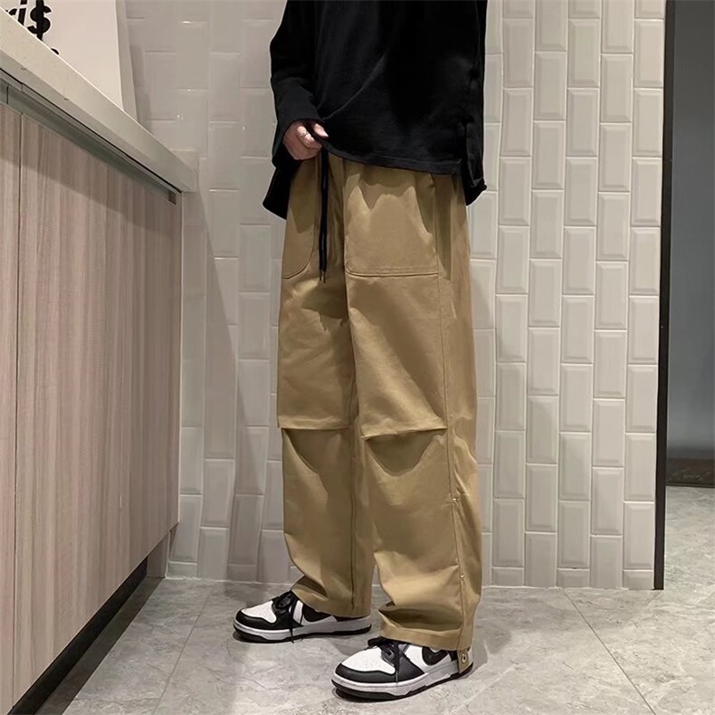 潮新款复古工装阔腿裤日系怀旧卷边机能大码休闲裤K955P37,男装休闲裤,星座1116-2
