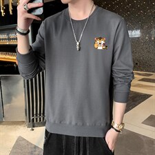 2026秋季新款男士潮流老虎印花学生休闲圆领卫衣1210-2-F177-P16，男装卫衣，星座1816-2（原1210–2）
