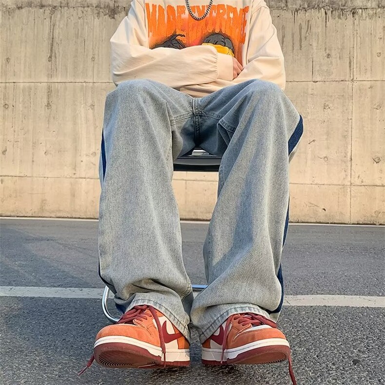 牛仔裤男秋冬美式复古直筒宽松休闲长裤水洗阔腿老爹裤NK745-P43图片