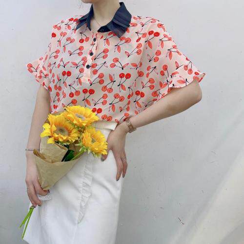 设计感荷叶袖百搭显瘦小衫，女装，七彩名