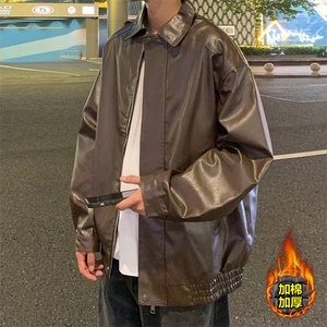 夹棉加厚冬装pu皮衣宽松夹克冬季男女棉衣外套PM7811-P82【特价】图片