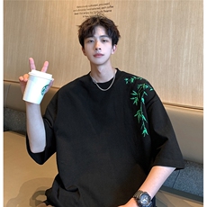 竹叶立体凹凸拉板印花T恤短袖五分半袖打底衫XT11-P40控58，男装T恤，星座216(原A116)