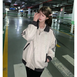 抖音得物高品质 美式高街重磅结构设计拼接织带立领卫衣外套 CM42图片