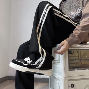 美式vibe高街条纹裤子男款夏季潮牌垂感宽松直筒休闲裤 K7257-P38图片