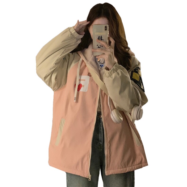 棒球服外套女冬加绒加厚学生宽松风连帽羊羔毛棉衣ins潮C430-P95,男装棉衣,星座911-2(原星座613-2）