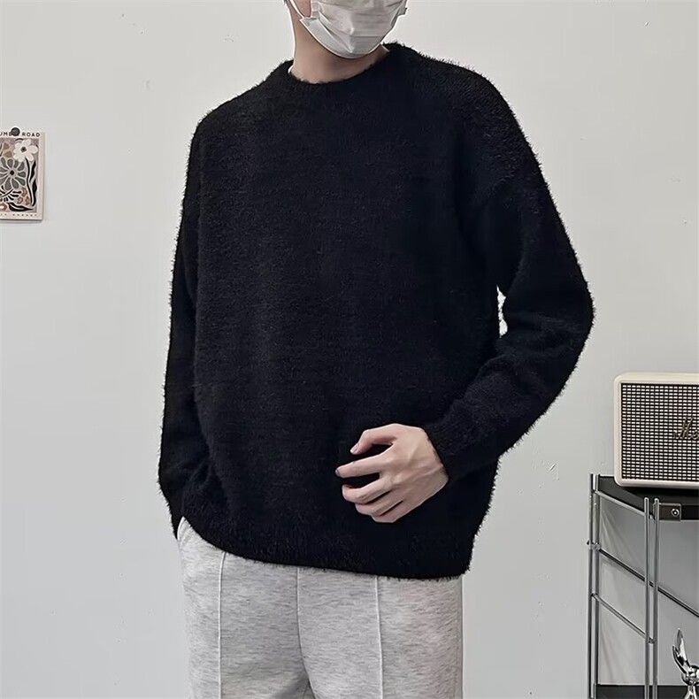 毛衣男士秋冬季新款日系复古高级感针织衫宽松休闲慵懒风软糯线衣图片