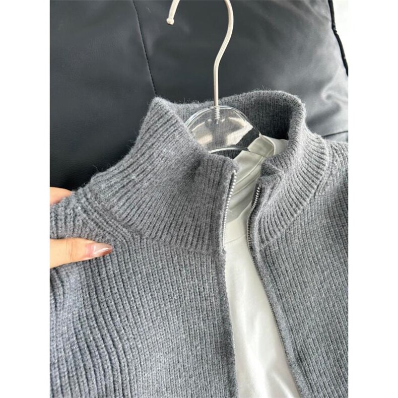 重磅秋冬北极绒双拉链毛衣开衫美式复古休闲慵懒风宽松针织衫外套,男装针织衫/毛衣,电商A486-1