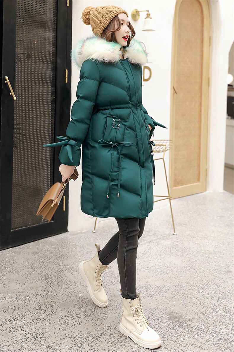 喇叭袖棉服女2024年冬装新款收腰显瘦韩版大毛领羽绒棉衣中长款潮,女装棉衣/棉服,艾仟回(原伊仟回)