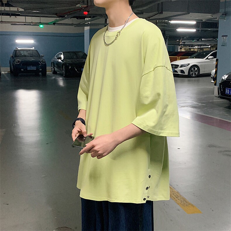 DX60P38港风开叉排扣短袖青少年学生百搭休闲宽松T恤,男装T恤,星座1204-3