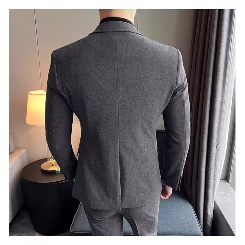 高级灰气质英伦风修身西服男2026秋冬新郎结婚礼服商务大码职业装,男装西服,星座506A