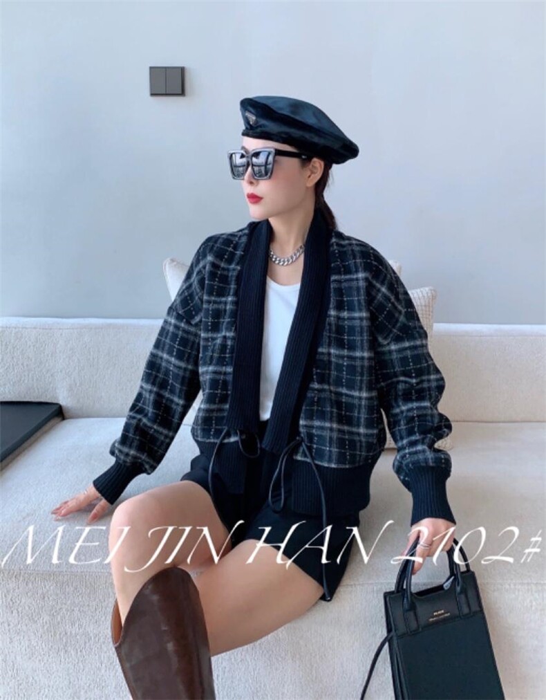 美巾涵5121呢料格子短款外套，其它，美巾涵