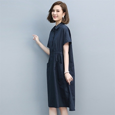 大码女装连衣裙2024新款夏季胖mm显瘦遮肉遮肚V领妈妈减龄裙子，女装连衣裙，丽影随形