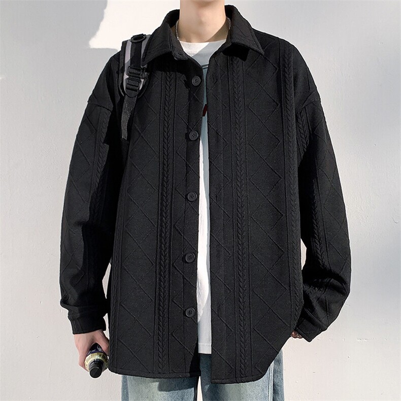 特批P32无差价2025高级感提花长袖衬衫中性风麦穗宽松衬衣男C5451，男装衬衫，电商A001