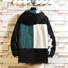 2021秋季新日系大码宽松撞色拼接外套男休闲连帽夹克J975-P75，男装夹克，电商A001